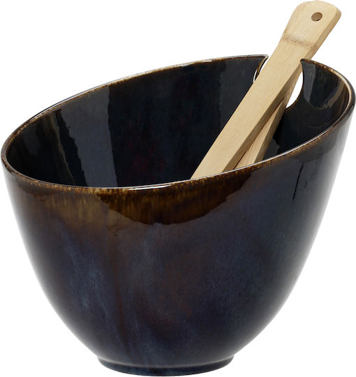 Cryspo Trio Emerald Porcelain Salad Bowl Black 24x20cm