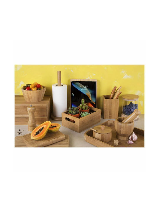 Excelsa Βάση για Χαρτί Κουζίνας Ξύλινη Μπεζ 14x14cm 63240