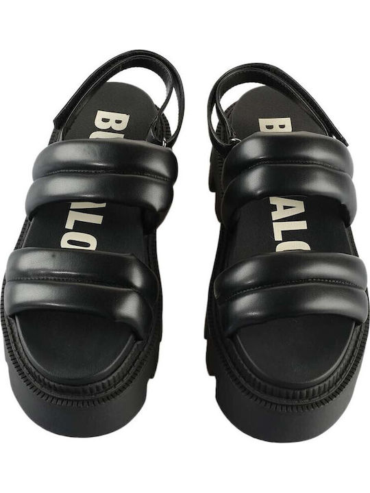 Flora Leather Women's Flat Sandals in Black Color