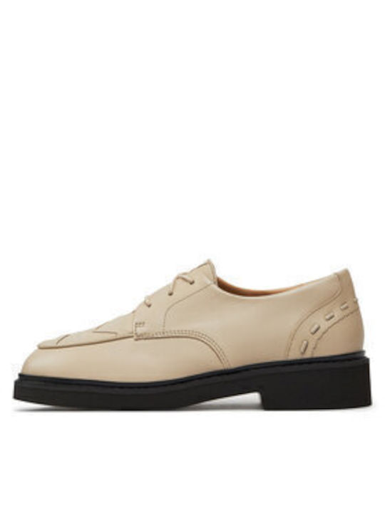 Women's Leather Oxford Shoes Beige