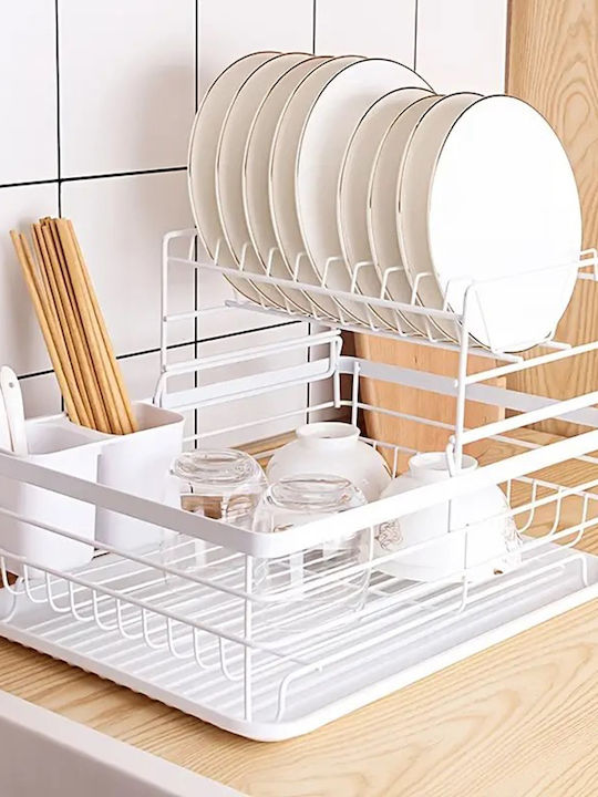 Etoile Dish Drainer Double Tier Metallic in White Color 43x42x27cm