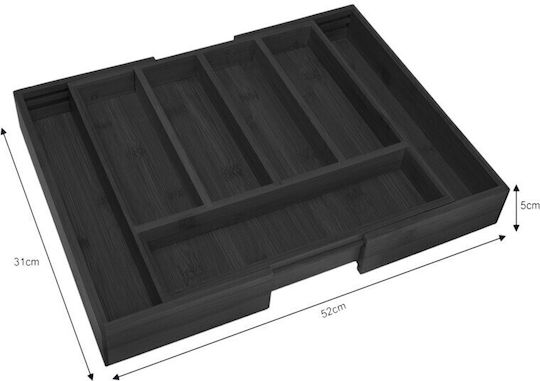 KING Hoff Besteckeinsatz für Schubladen Aufklappbar Hölzernes 31x31x5cm Schwarze