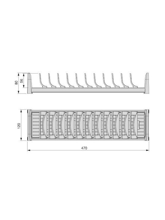 Emuca Plastic Cabinet Dish Rack in Gray Color 47x12cm