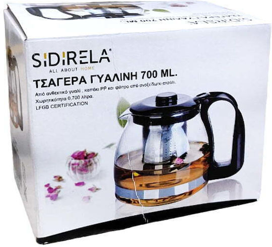 Sidirela Ceainică Cu Filtru Din Sticlă Transparentă 700ml