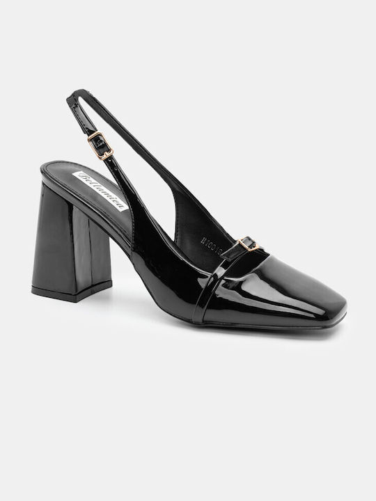 Luigi Patent Leather Pointed Toe Black Heels