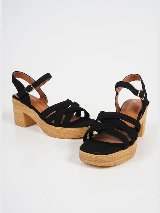 Piazza Shoes Suede Women's Sandals Black