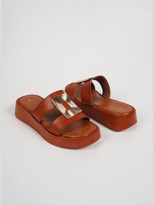 Piazza Shoes Women's Flat Sandals Flatforms in Brown Color