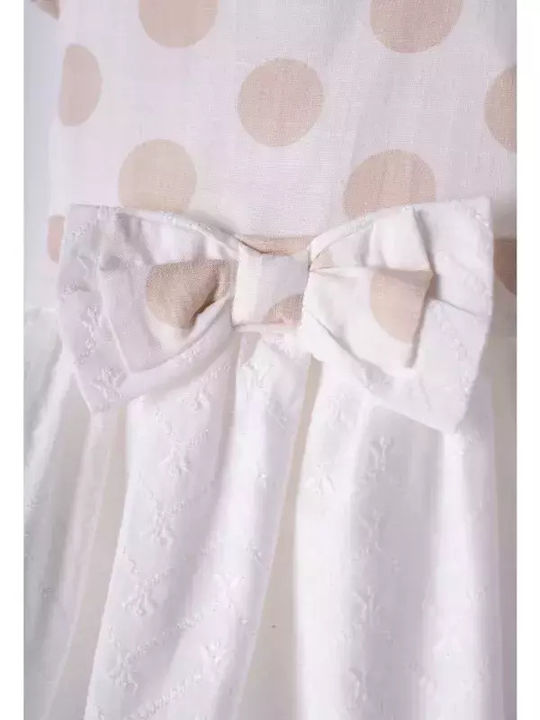 Evita Kids Dress Polka Dot Short Sleeve White