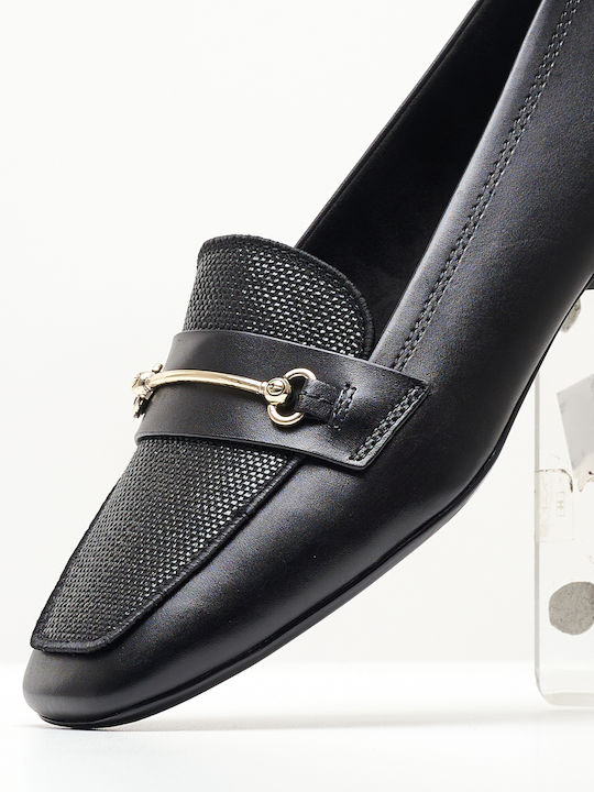 Leather Women's Moccasins in Black Color