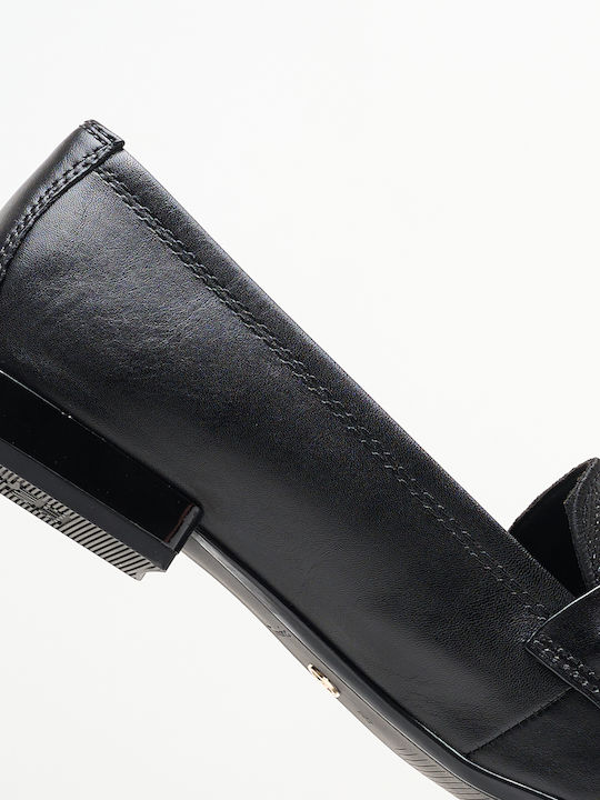 Leather Women's Moccasins in Black Color