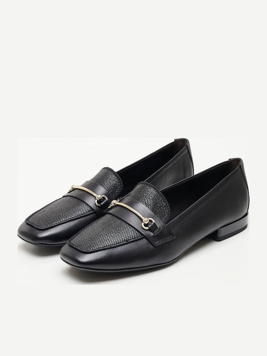 Leather Women's Moccasins in Black Color