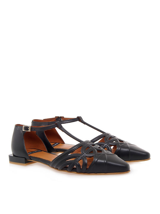 Angel Alarcon Leather Ballerinas Black