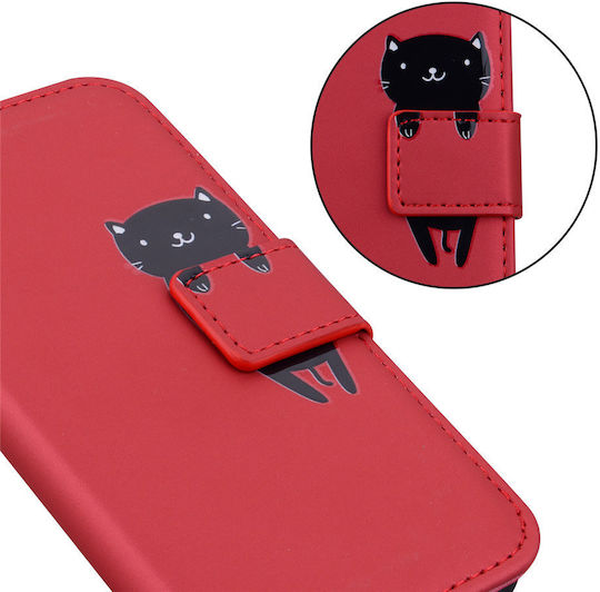 Wallet Cat Δερματίνης Κόκκινο (Redmi Note 8 Pro)