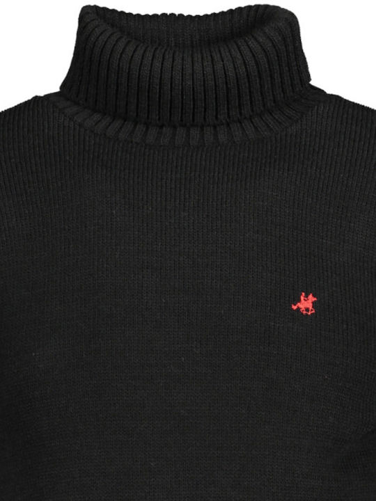 U.S.Grand Polo Club Men's Long Sleeve Sweater Turtleneck Black