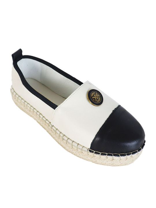 Women's Leather Espadrilles White