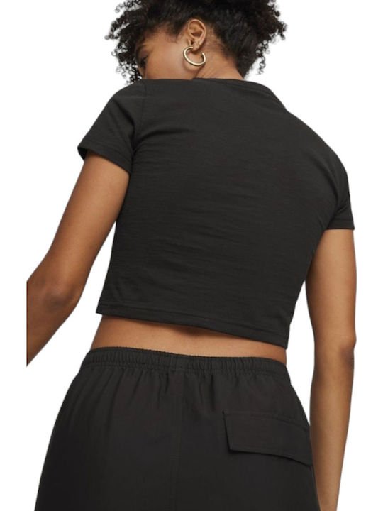 Dare To Γυναικείο Αθλητικό Crop Top Κοντομάνικο Μαύρο