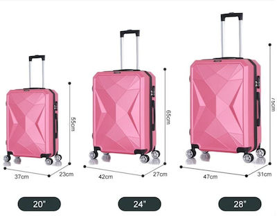 Traveleo ABS03 Reisekoffer Hartschale Rosa Maximale Höhe 75cm mit 4 Räder Set 3Stück