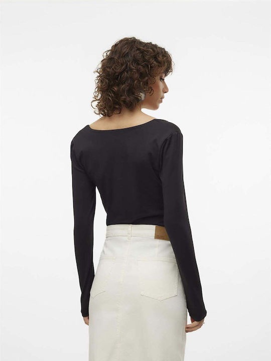 Vero Moda pentru Femei de Vară Bluză Mânecă lungă Neagră