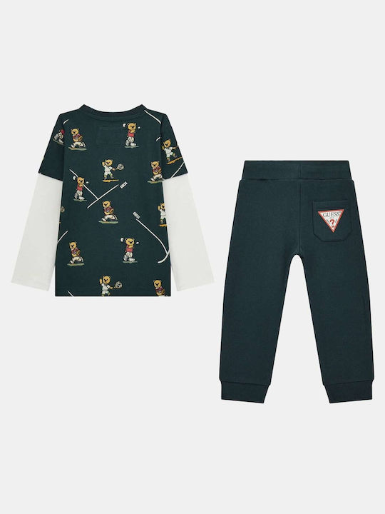 Guess Kids Sweatpants Set Green 2pcs