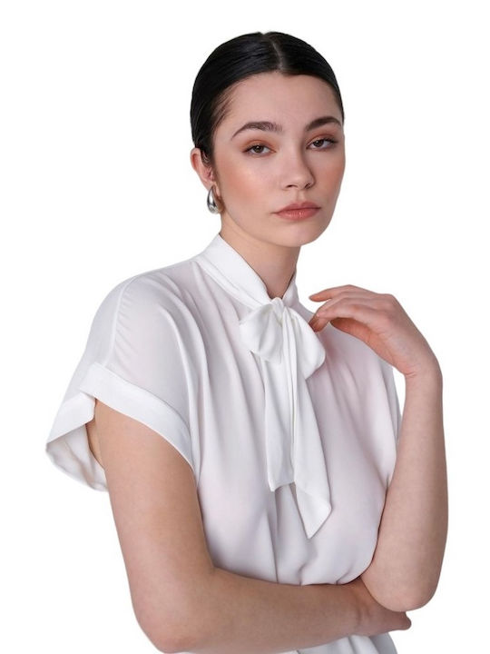 Ale - The Non Usual Casual Women's Summer Blouse Short Sleeve White