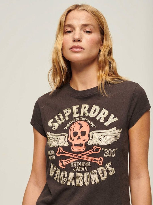 Superdry Дамска Тениска Кафяв