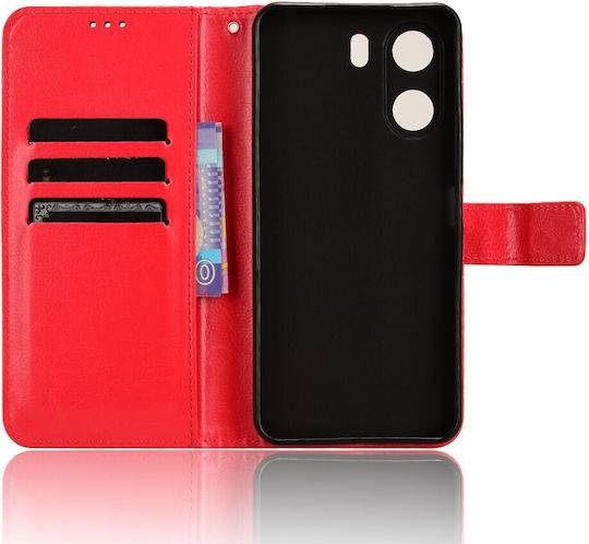 Crazy Horse Wallet Piele artificială / Plastic / Silicon Roșu (Redmi 13C / Poco C65 4G)