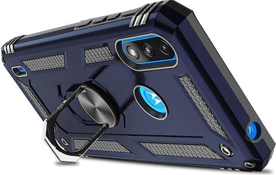 Erbord Umschlag Rückseite Metallisch Marineblau (Motorola Moto E7 Leistung / E7i Leistung)