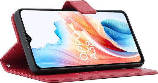 Crazy Horse Портмоне Изкуствена кожа / Пластмаса / Силикон Червен (Oppo A38 4G)