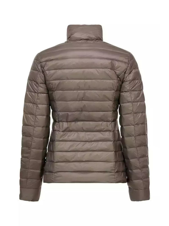 Just Over The Top Women's Short Puffer Jacket for Winter Brown