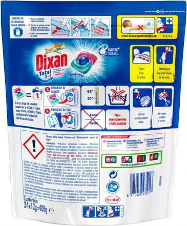 Dixan Total Перилен препарат за дрехи (34 Капсули)