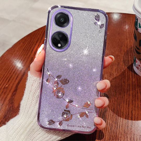 Oppo Glitter Flower Back Cover Σιλικόνης Μωβ (Oppo A78 4G)