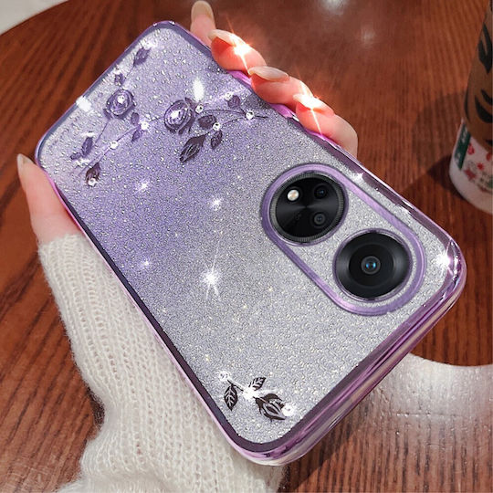 Oppo Glitter Flower Back Cover Σιλικόνης Μωβ (Oppo A78 4G)