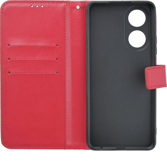 Crazy Horse Wallet Δερματίνης / Πλαστικό / Σιλικόνης Κόκκινο (Oppo A58 4G)