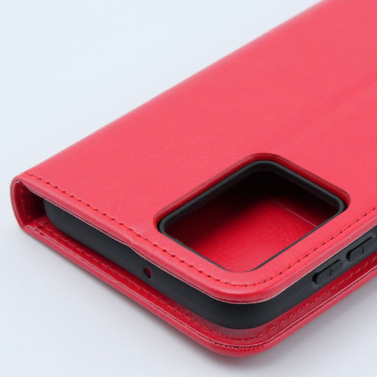 Crazy Horse Wallet Piele artificială / Plastic / Silicon Roșu (Motorola Moto G54 5G)