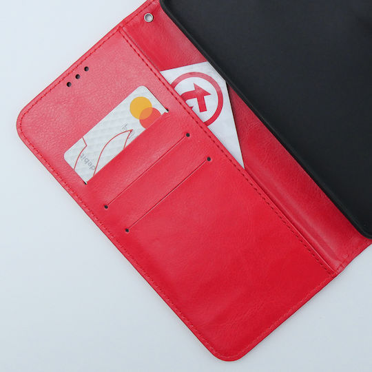 Crazy Horse Wallet Piele artificială / Plastic / Silicon Roșu (Motorola Moto G54 5G)