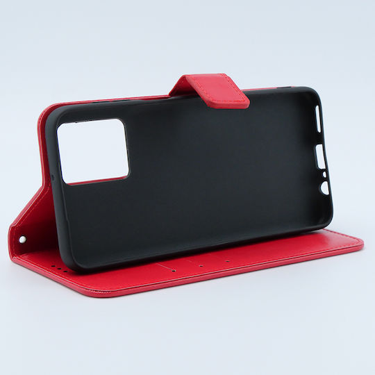 Crazy Horse Wallet Piele artificială / Plastic / Silicon Roșu (Motorola Moto G54 5G)