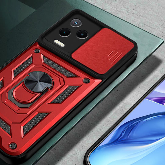 Infinix Задна корица Пластмаса / Силикон / Метал Червен (Infinix Note 12 2023, CamShield Slide)