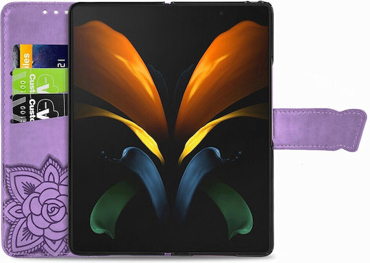 Samsung Butterfly Buchen Sie Synthetisches Leder / Kunststoff / Silikon Lila (Samsung Galaxy Z Fold 4 5G)