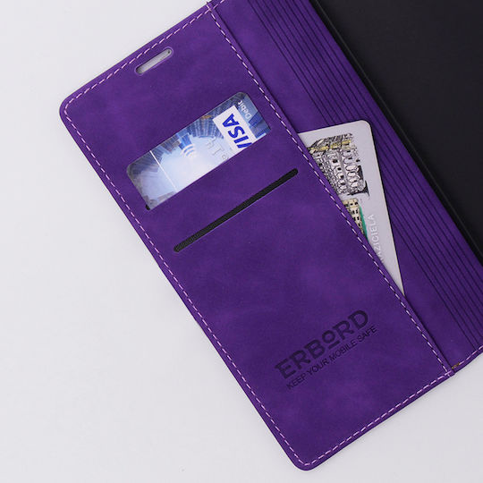 Erbord Wallet Piele artificială / Plastic / Silicon Violet (Oppo A78 4G)