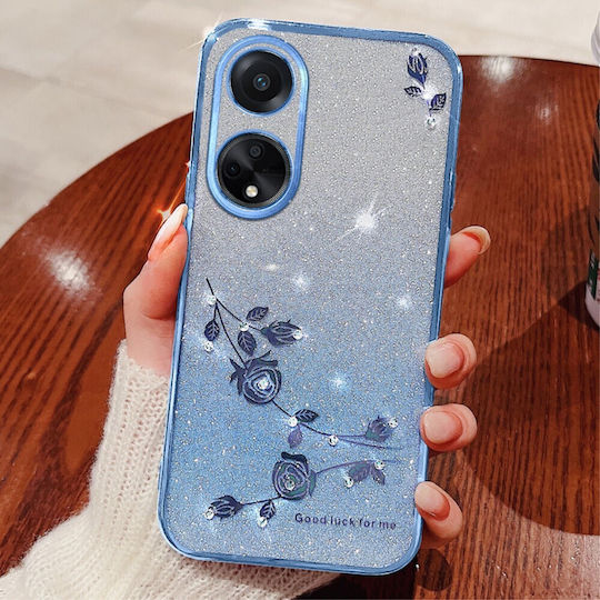 Oppo Glitter Flower Back Cover Σιλικόνης Μπλε (Oppo A58 4G)