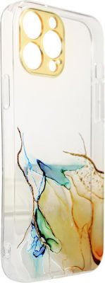 Hurtel Marble Back Cover Silicone Flower Dark Blue (iPhone 12 / 12 Pro)