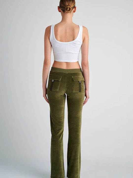 SugarFree Women's Flared Sweatpants Green Velvet