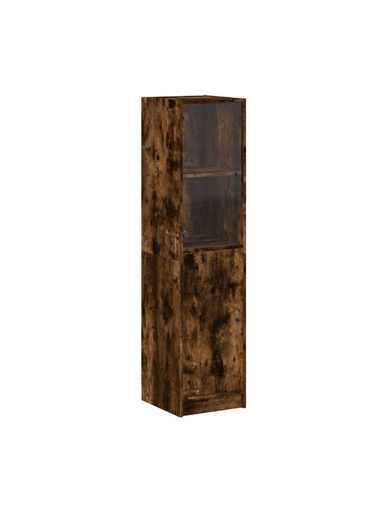 Floor-standing Living Room Display Cabinet made of Particleboard with Glass Smoky Oak 35x37x142cm