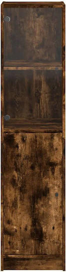 Living Room Display Cabinet Made of Particle Board with Smoked Glass Oak 35x37x142cm