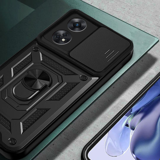 Umschlag Rückseite Metallisch Schwarz (Oppo Reno8 T)