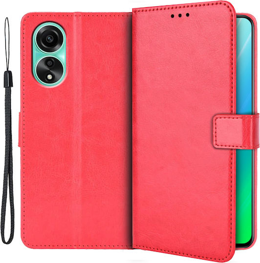 Crazy Horse Wallet Δερματίνης / Πλαστικό / Σιλικόνης Κόκκινο (Oppo A98)