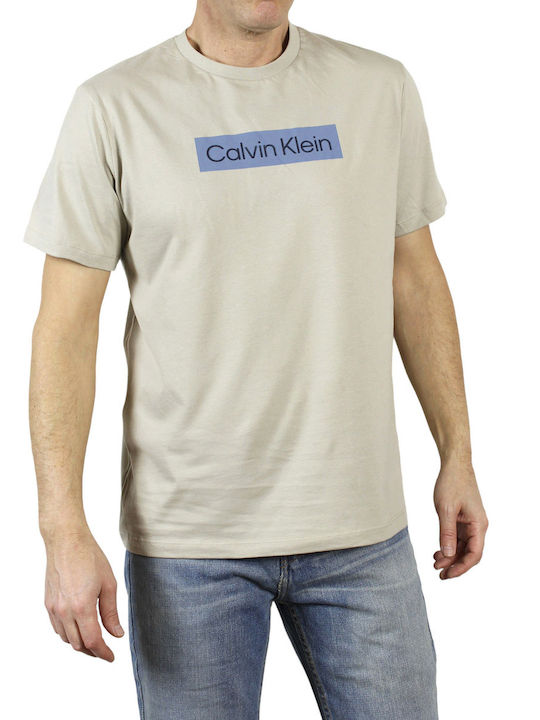 Calvin Klein Men's Short Sleeve Blouse Beige