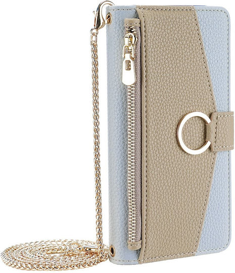 Motorola Wallet Zipper Pocket Piele artificială Albastru (Motorola Moto G54 5G)