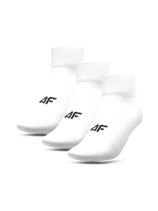 4F Running Socks White 3 Pairs