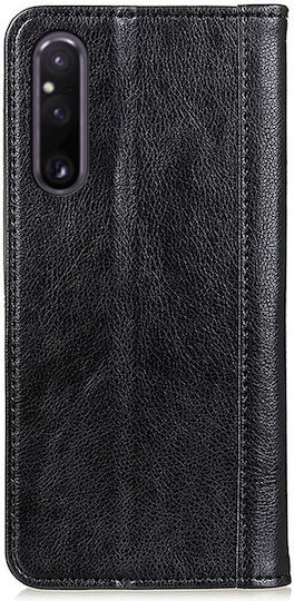 Brieftasche Leder / Silikon Schwarz (Xperia 1 V)
